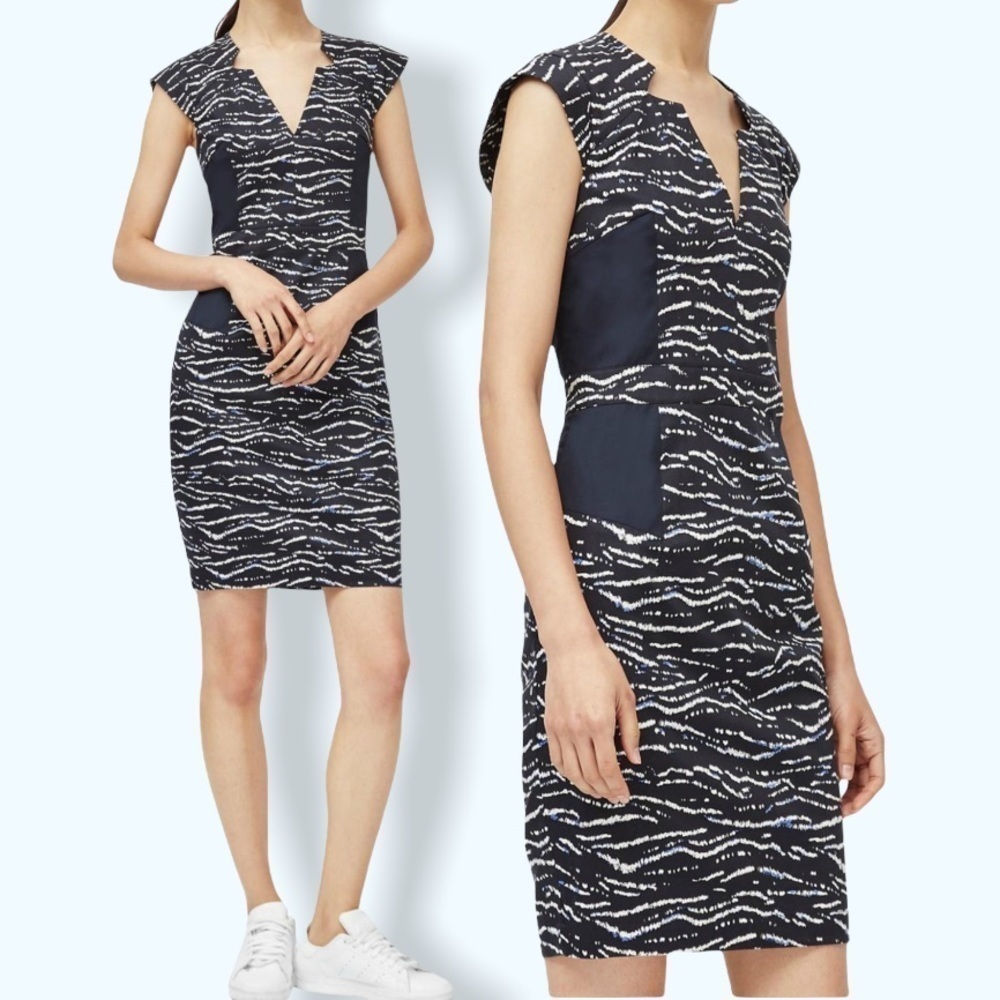 French Connection Tapir Wave Fitted Pencil Dress Sz 6